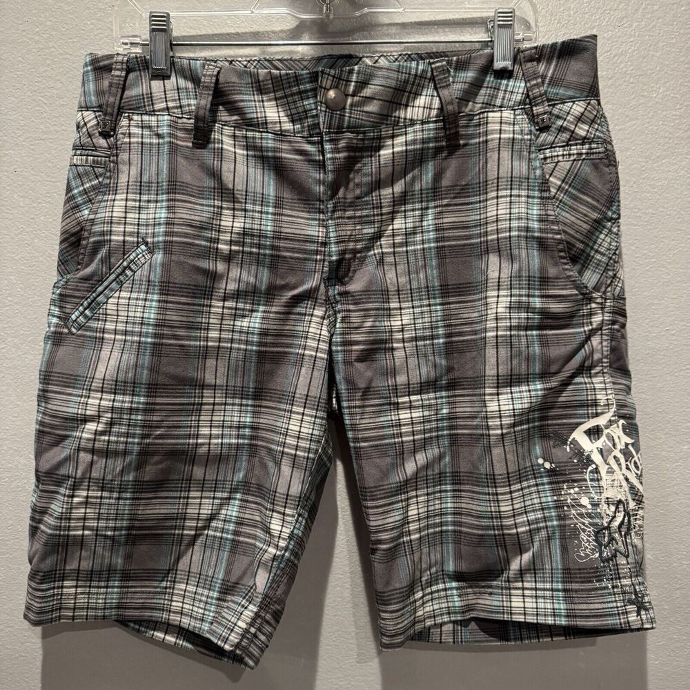 FOX Womens Grey Plaid Shorts, Rider Designed Size Large